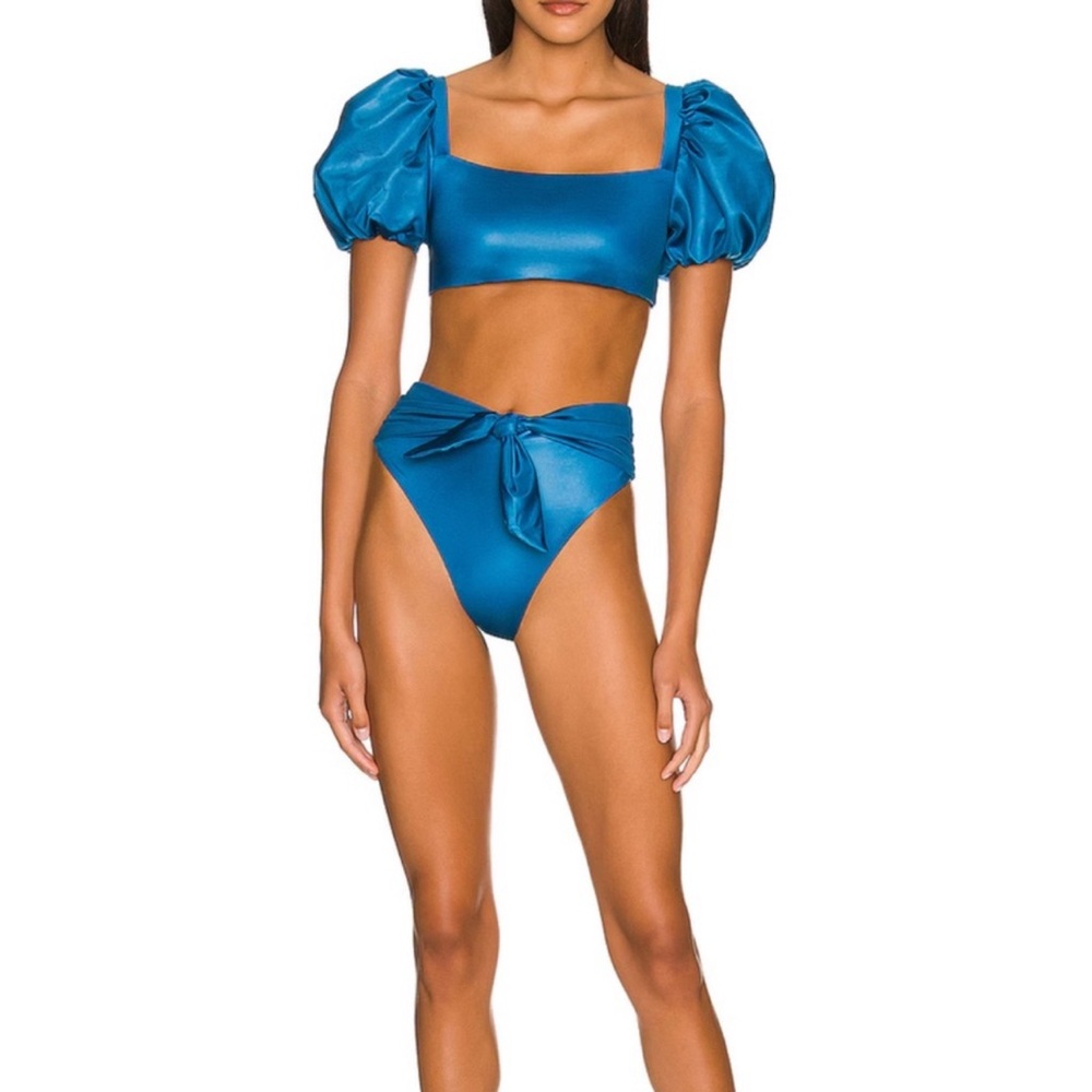 Agua Bendita Teal Puff Sleeve Bikini Set - not the blue color in the model pic